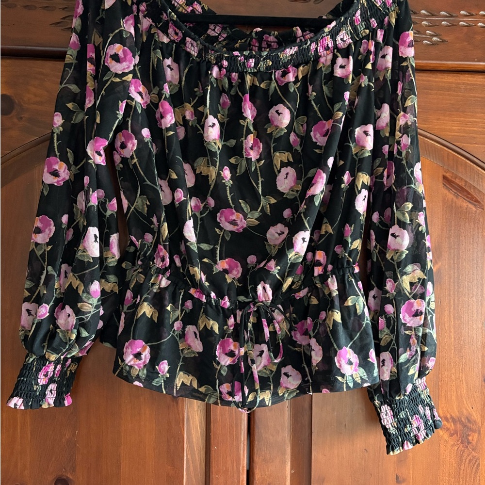 Floral Black and Pink Women's Top
